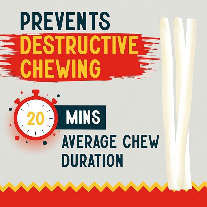 Canine Chews 10-11" Retriever Stick Rolls Rawhide for Dogs Skinny Sticks for Small Aggressive Chewing Dogs (20 Pack)