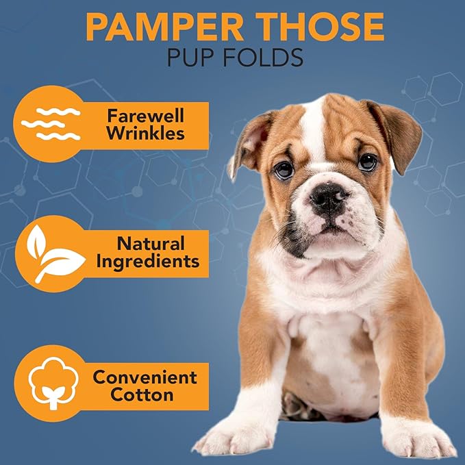 NOVEHA 5โx7โ Large Dog Wipes | Wipes for Bulldog, French Bulldog, Pug, English Bulldog | Deodorizing, for Multiple Areas Removes Dirt, Wrinkles, Folds, Tear Stain, Tail Pockets & Paws (120 Counts)