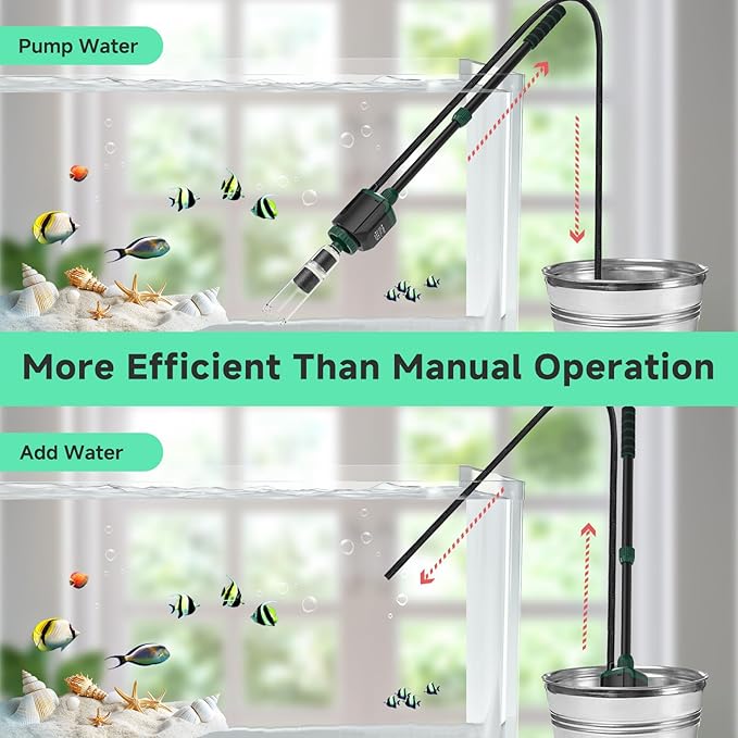 AQQA Fish Tank Cleaner, 34W 600GPH DC Gravel Vacuum for Aquarium, 6 in 1 Aquarium Vacuum Gravel Cleaner Adjustable Water Flow Cleaning Tools for Change Water Wash Sand Water Filter Water Circulation