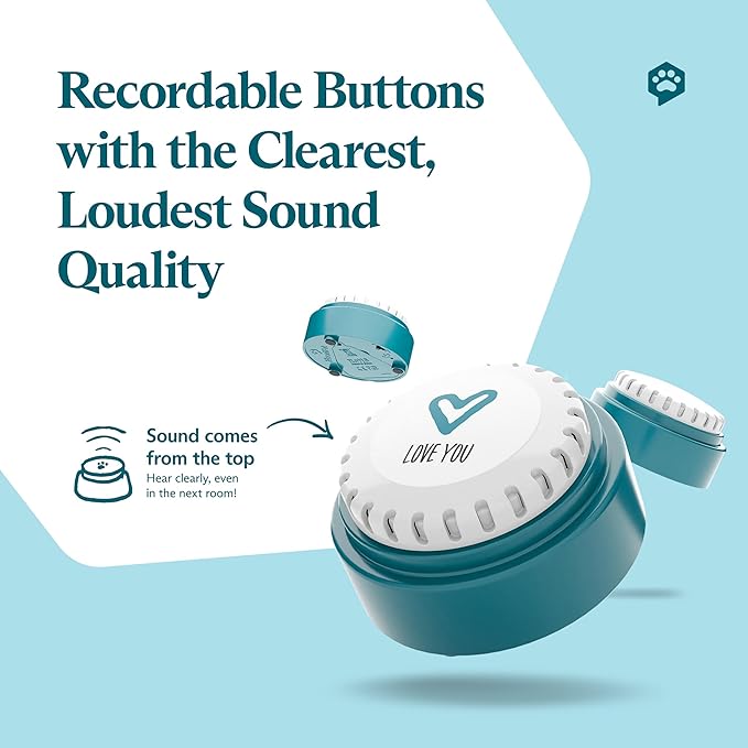 FluentPet Speak Up Dog Buttons for Communication, (12 Recordable Buttons) with Pre-Installed Batteries, Clearer Upward-Facing Sound, Training Buzzer for Dogs & Cats, Talking Pet Buttons for Training