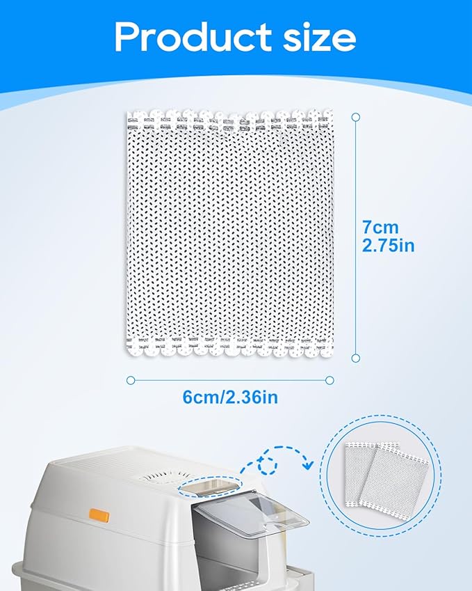 Cat Litter Box Deodorizer Filter Compatible with OKSOTY Stainless Steel & Compatible with PuraMAX Self Cleaning Litter Boxes, Odor Absorber for Strong Odor, 6PCS