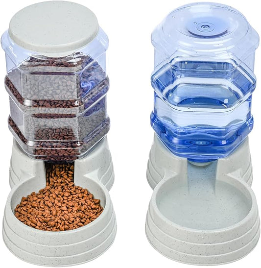 2 Pack 6L Automatic Gravity Pet Feeder and Water Dispenser Set, Large Capacity Automatic Dog Feeder and Dog Water Dispenser for Small Medium Dog Pets Puppy Kitten