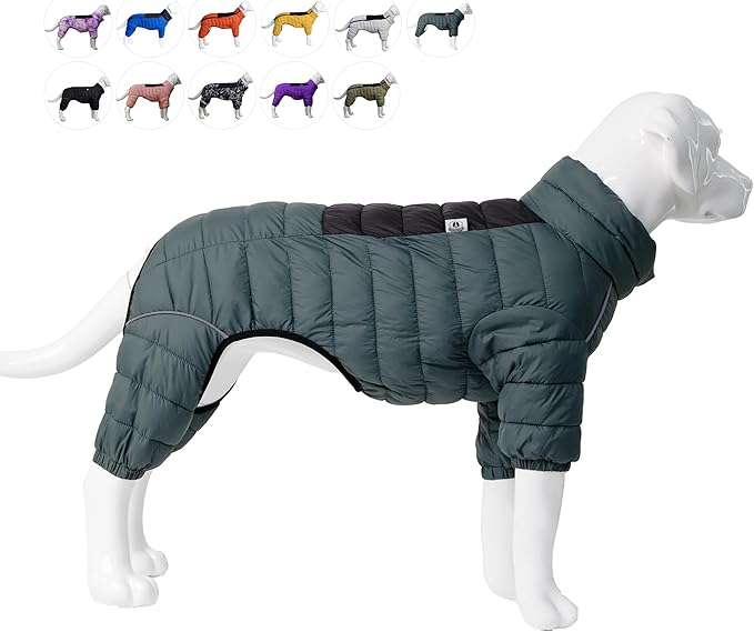 ArmyGreen Dog Coat - Reflective Warm Vest for Small, Medium, Large Dogs, Waterproof, Windproof, Zippered, Adjustable XXL