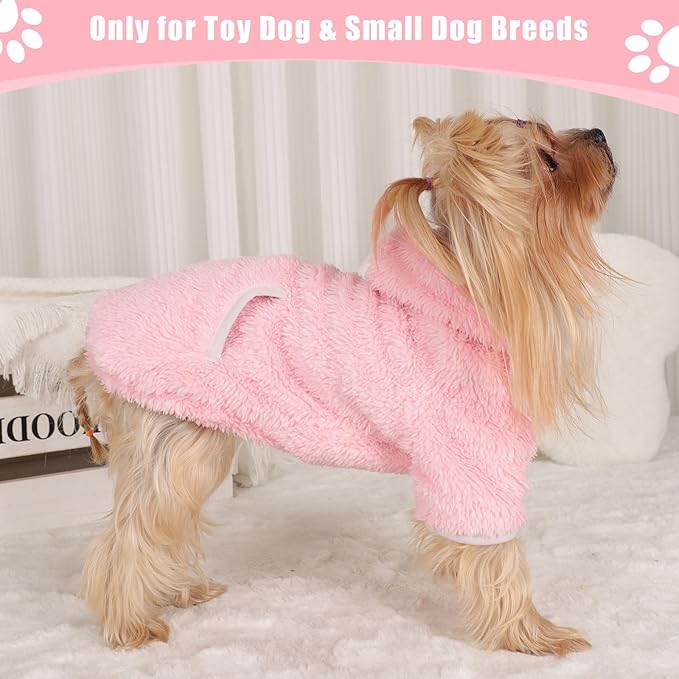 Dog Sweaters Dog Hoodie Winter Fleece Puppy Sweater Chihuahua Teacup Yorkie Soft Stretchy Tiny Clothes Cat Sweater Pet Outfits, Pink, XXS