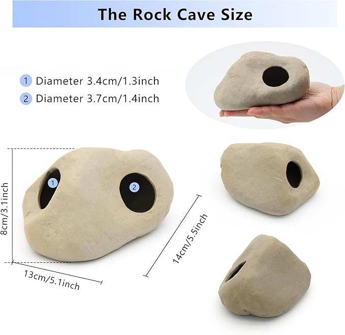 Aquarium Decorations Stackable Ceramic Cave Betta Fish Tank Accessories Rock Cave Decor 3-Piece Set
