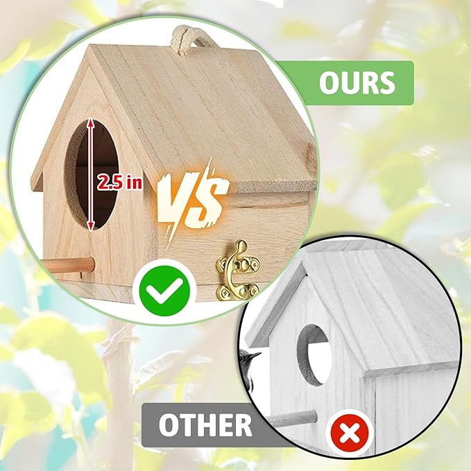 Tfwadmx Wooden Bird House, Hanging Birdhouse for Outside, Garden Patio Decorative Nest Box Bird House for Robin Budgie Swallow Little Sparrow Finch Throstle or Medium Size Birds
