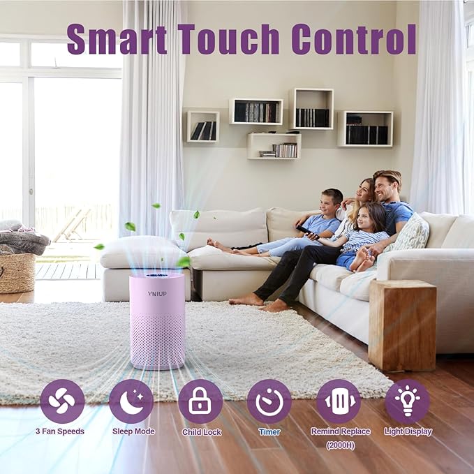 ๐๐๐ฐ๐๐ฌ๐ญ Air Purifiers for Home Bedroom up to 800 ftยฒ, VNIUP H14 HEPA Room Air Purifiers for Bedroom with Fragrance Function, with Sleep Mode Air Cleaner for Pet Dander Odor Dust Smoke ZQA-4000C
