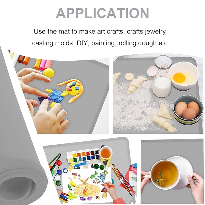 KVK Silicone Placemat for Toddles Kids Non-Slip Reusable Portable Baby Placemats for Restaurant Stain-Proof Children Food Mats Eating Table Mat 2 Pack (Silver Gray)