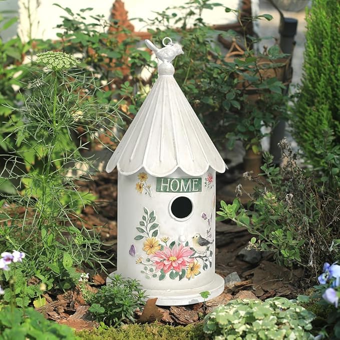 Metal Hanging Birdhouses for Outdoors Bird Houses for Outside Unique Bird Nest for Bluebird Wren Chickadee Sparrow Bird Nest Box for Garden Patio