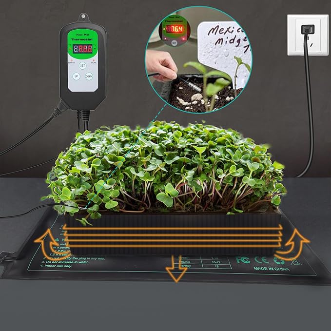 Digital Heat Mat Thermostat Temperature Controller (EMC Certified) for Seed Germination, Reptiles and Brewing Breeding Incubation Greenhouse, 42 °F to 108 °F/ 5 ℃ to 40 ℃, 1000W