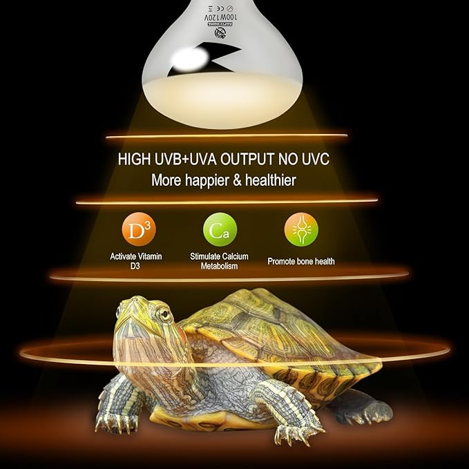 100W UVA UVB Vapor Reptile Heat Lamp, High Intensity Self-Ballasted UVB Basking Lamp Bulb,Full Spectrum Sun Light for Reptiles and Amphibians
