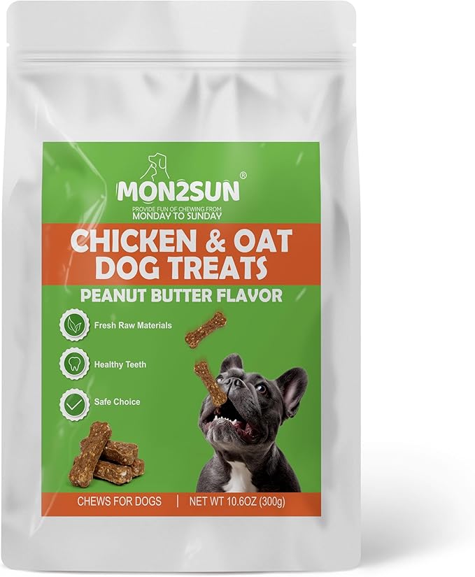 MON2SUN Dog Treats 2 Inch Chicken & Oat Treats with Peanut Butter, Crunchy Biscuits for Small Dogs, Training Rewards, 10.6 oz (35 Count)