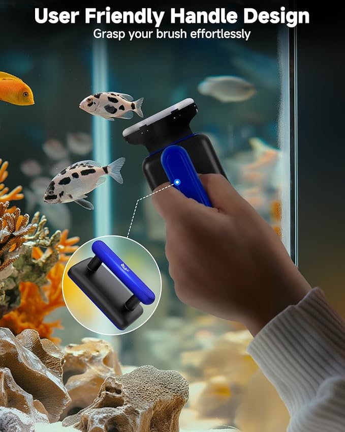 AQQA Magnetic Aquarium Fish Tank Glass Cleaner, Dual-Blades Algae Scraper Glass Cleaner Scrubber, Double Side Floating Aquarium Magnetic Brush for 0.4-1.0 Inch Thick Glass Aquariums Tank (XL)