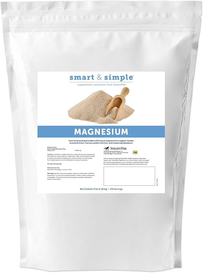 SmartEquine Smart & Simple Magnesium Horse Supplement | Supports Metabolism and Muscle Function | 154 Servings | 3 lb