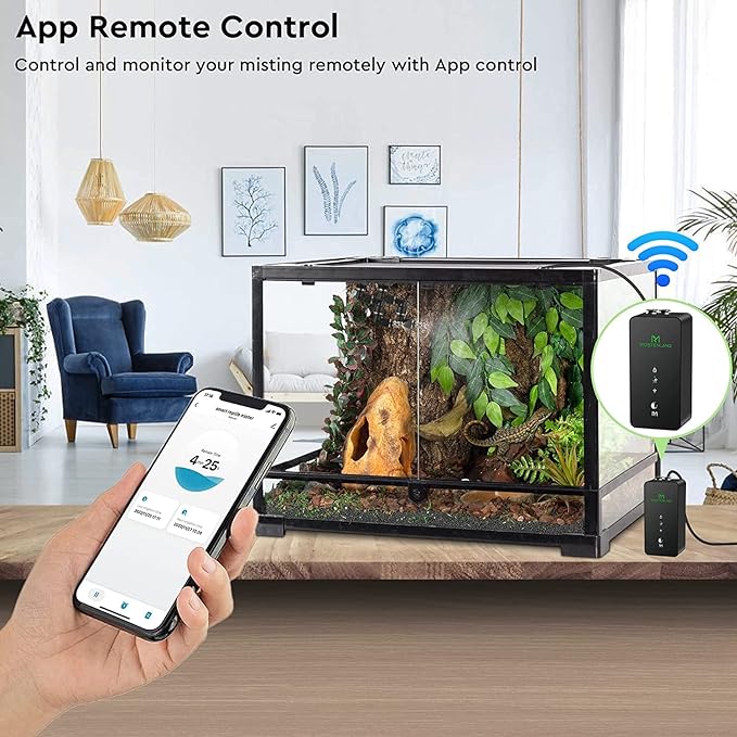 Moistenland WiFi Enabled Reptile Mister for Terrariums, Reptile Misting System for Snake Ball Python Tortoise Lizard Aquarium with 2 Adjustable Misting Nozzles