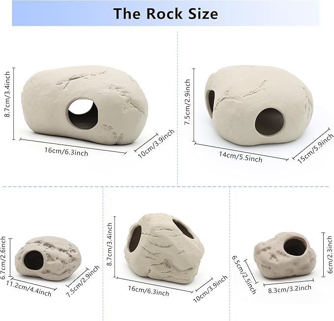 Aquarium Decorations Stackable Ceramic Cave Betta Fish Tank Accessories Rock Cave Decor 12-Piece Set