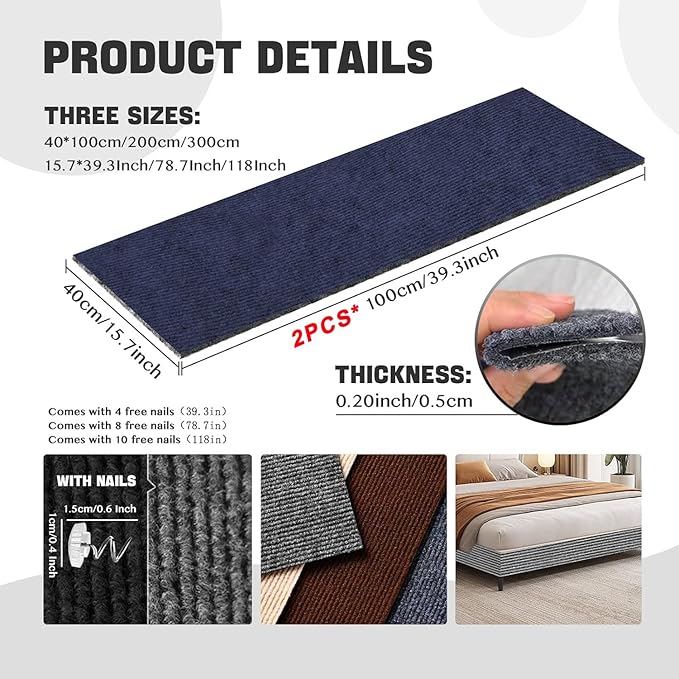 Cat Scratch Couch Furniture Protector, Adhesive Cat Scratch Pad Deterrent for Furniture, DIY Climbing Cat Scratcher Couch Protector from Cat Claws Scratching for Indoor (Navy,78.7x15.8In)