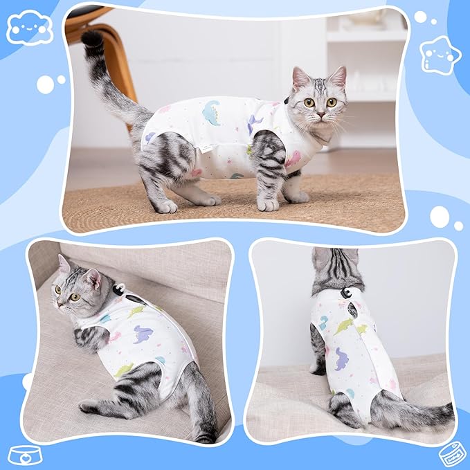 Cat Recovery Suit Female, Breathable Cat Onesie After Surgery Female for Abdominal Wounds or Skin Diseases, Surgery Recovery Suit Kitten Onesie After Spay Wear Anti Licking