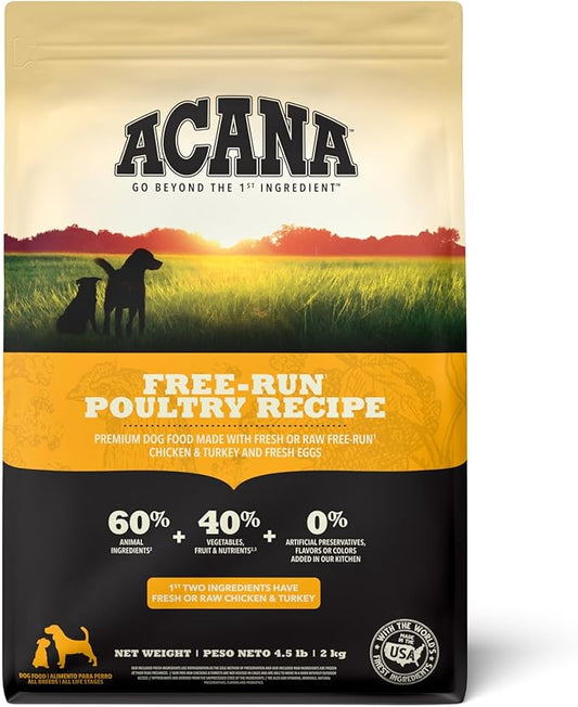 ACANA Grain Free Dry Dog Food Free Run Poultry Recipe 4.5lb Bag