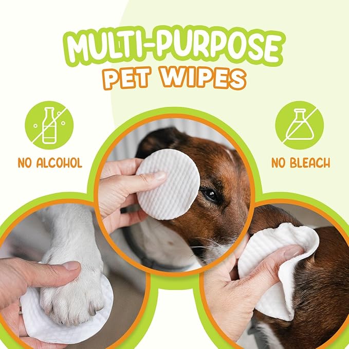 Pet Eye Wipes for Dogs & Cats | Gently Removes Tear Stains, Eye Debris, Discharge, Mucus Secretions | Chamomile Oil Pet Cleaning & Deodorizing Wipes for Eyes & Stains (200 Count)