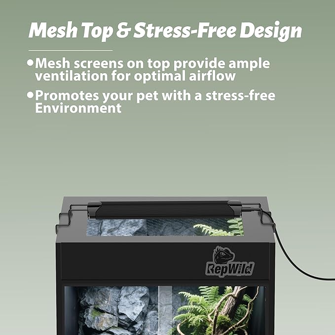 33 Gallon PVC Tall Reptile Tank/Terrarium, RepWild 18" x 18" x 24" Arboreal Reptile Habitat Enclosure with Sliding Door & Heavy-Duty Screen for Amphibians, Crested Gecko Lizard Chameleon