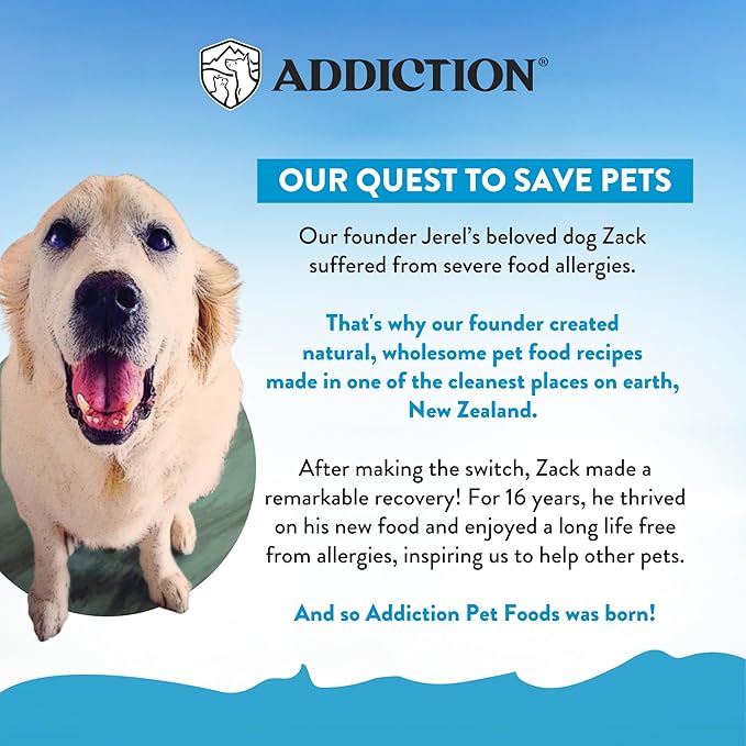 Addiction Salmon Bleu Grain-Free Dry Dog Food - Rich in Prebiotics to Support Skin, Coat & Cognitive Health - Salmon Recipe for All Dog Life Stages - Made in New Zealand 4 lb