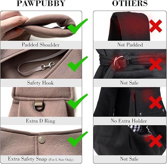 Dog & Cat Carrier Sling, Adjustable Soft Padded Shoulder Puppy Carrier, Hands-Free Dog Carrier Bag with Double Safety Buckles Premium Material for Outdoor Travel (Caramel, M)