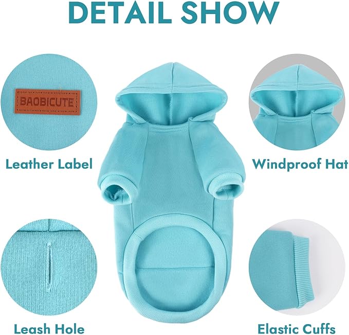 2 Pack Dog Hoodie Warm Hood Dog Sweater Cold Weather Small Dogs Sweatshirt Comfort Pet Clothes for Small Medium Dogs with Pockets Cats Chihuahua Clothes for Male Female Girl Boy Sporty Daily Wear