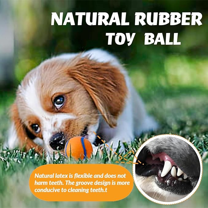 Natural Rubber Sound-Sounding Sog Toy Balls,Dog Toy Ball, with a Groove Design That is Resistant to Bites, Has a High Bounce, Dog Training Interactive Pet Toy, Relieving Pet Anxiety,(small size)2Pack