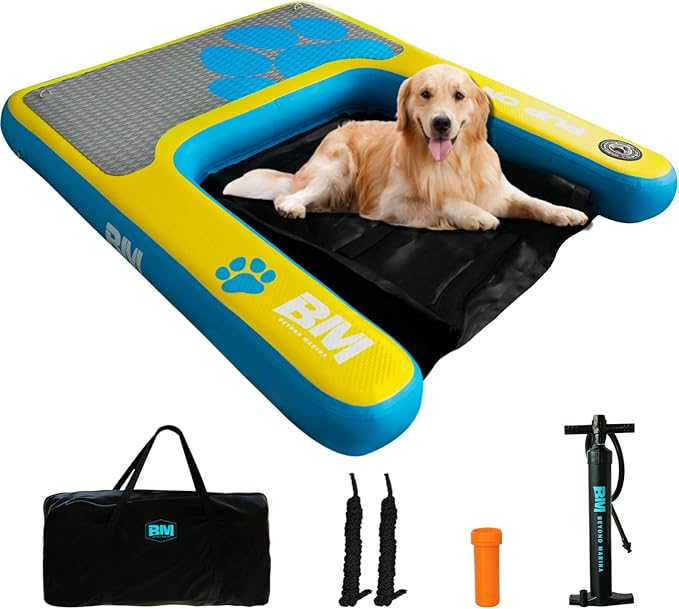 Beyond Marina Dog Pool Ramp - Pup On! Inflatable Water Ramp for Lake Docks Dog Boat Ramps Pup Plank Floating Pontoon Ladder Steps Up to Extra Large Non-Slip EVA Platform