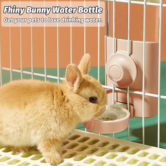 Fhiny Rabbit Water Bottle No Drip, 2 PCS Hanging Guinea Pig Water Dispenser 600ml Small Animal Gravity Automatic Water Feeder for Bunny Guinea Pigs Chinchillas Hedgehogs Ferrets Squirrels (Pink)