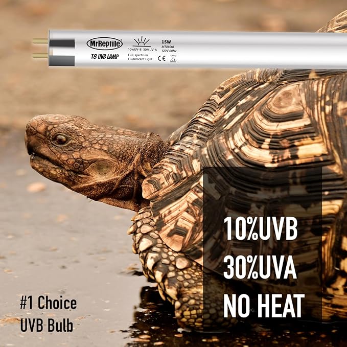 T8 UVB Reptile Lamp, 2-Pack 15W 10.0 UVB Light Bulbs, German Raw Material Fluorescent Lamp, Liner UVB Tube for Desert-Dwelling Reptiles, Bearded Dragon UVB Light 18 inches