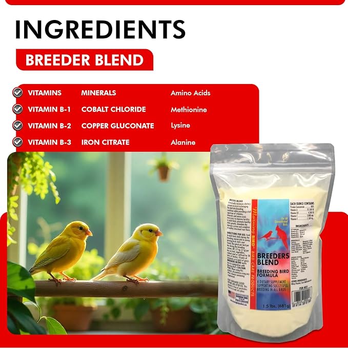 Morning Bird Breeders Blend 1.5 lbs – Protein Supplement for Birds – Supports Breeding, Chick Growth, Muscle Development & Immune Support – Daily Vitamin Blend for Strong Bones & Overall Health