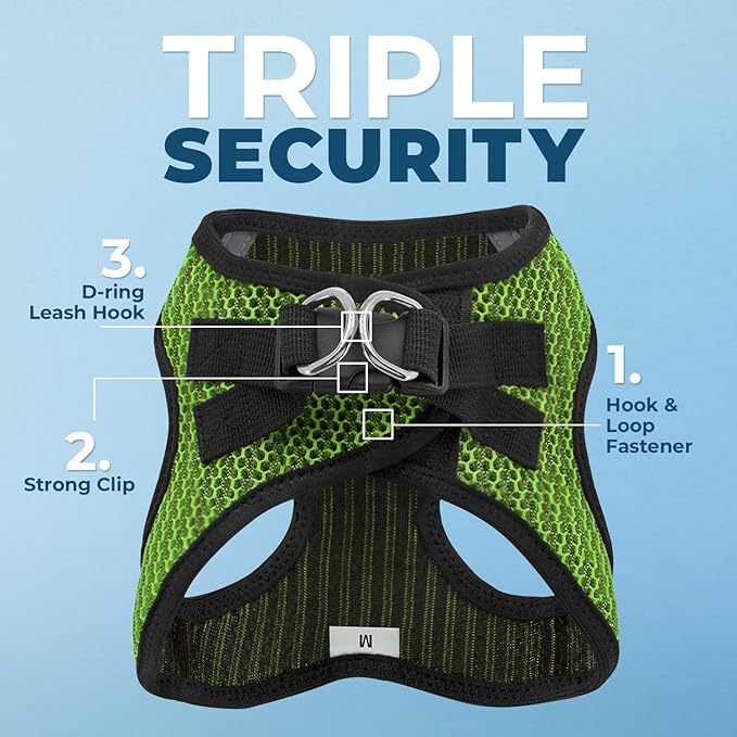 Best Pet Supplies - All Weather Mesh, Reflective, No Pull Harness for Small, Medium Dogs, Cats - Secure with Hook & Loop Fastener, Buckle, Double D-Rings - Lime Green 2-Tone, XL