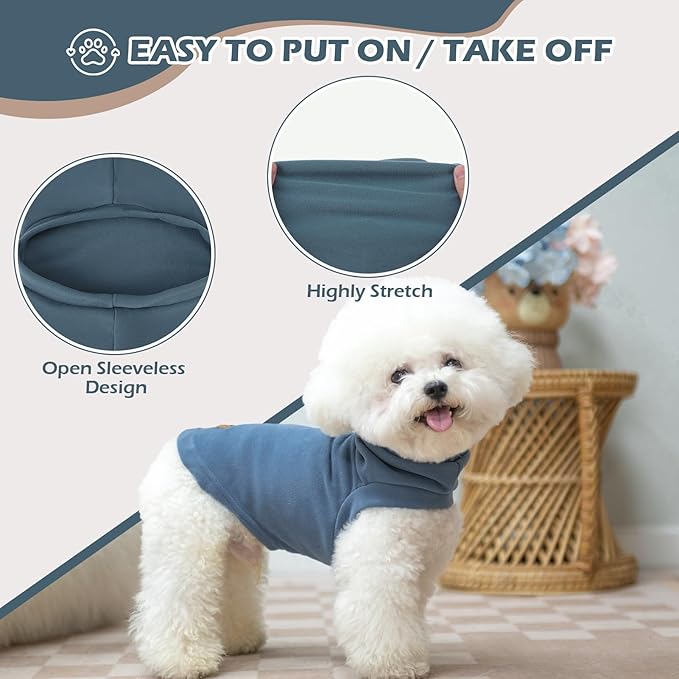 EXPAWLORER Soft Cat Sweater - Sweaters for Cats Only Warm Kitten Clothes, Fall and Winter Pet Coat Pullover Design, Fleece Sweatshirt Clothing Also for Puppy Small Dogs, Blue Large