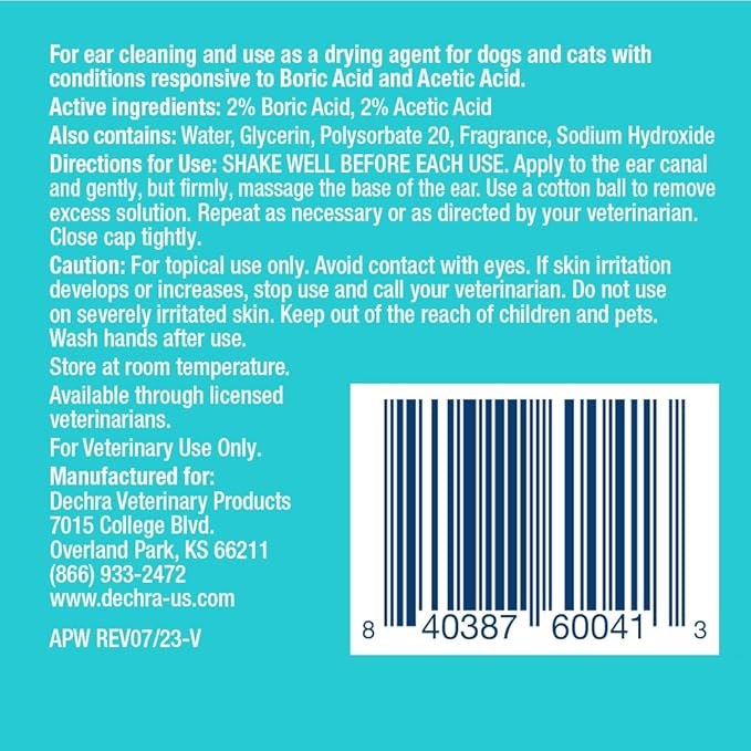 Dechra Malacetic Otic Cleanser for Dogs and Cats, 4 fl oz
