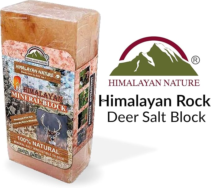 100% Natural Himalayan Rock Deer Salt Licking Block - Animal Licking Mineral Salt Block, Natural Feed Salts Bricks For Deer and Livestock Animals - 5 Lbs, 2x4x8 inch, Pack of 1