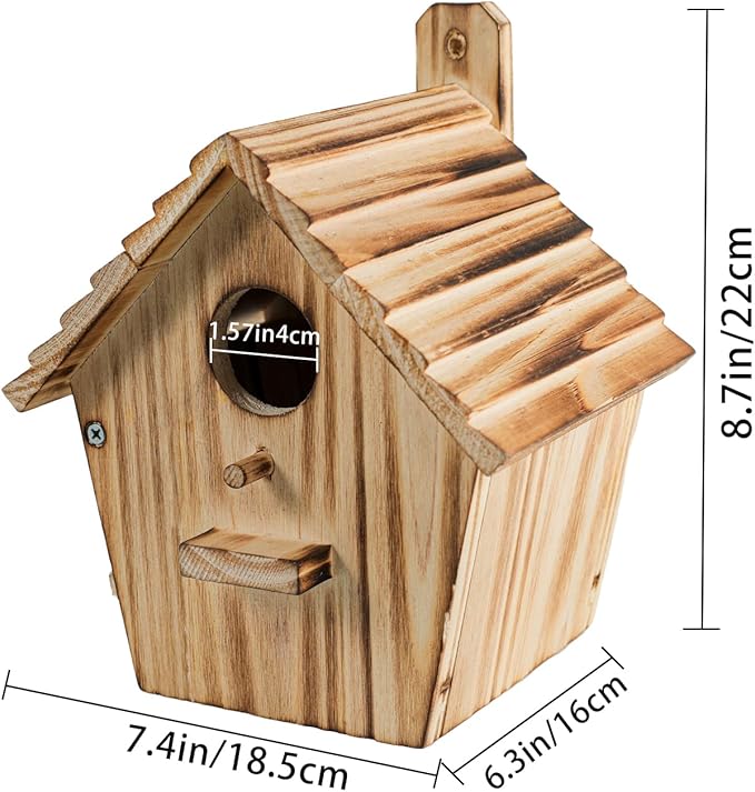 Bird House Bird Houses for Outside with Pole Wooden Bird House for Finch Bluebird House Cardinals Hanging Birdhouse Clearance Garden Country Cottages (B8)