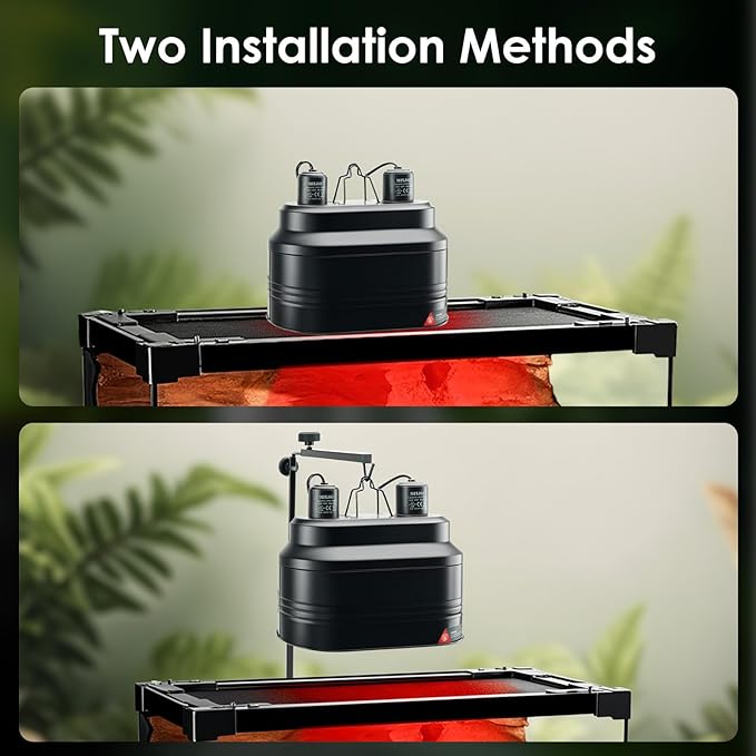 MIXJOY Dual Reptile Light Fixture, Max 160W Each Reptile Heat Lamp Fixture with Separate Switches, Fits Reptile Light/Heat Lamp/UVB Light for Lizards, Turtles, Snakes, and Amphibians