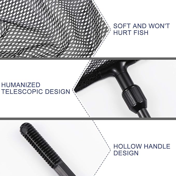 POPETPOP Fish Net for Fish Tank : Aquarium Net Tank Net with Extendable 25.1-34. 6 inch Long Handle Aquarium Net for Pond Pool
