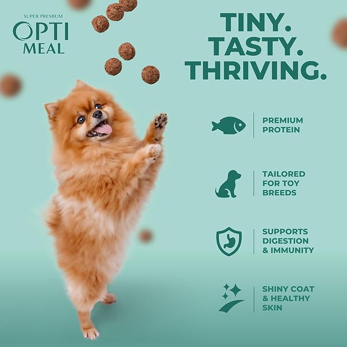 Optimeal Toy Breed Dry Dog Food – Grain Free Small Kibble for Small Dogs, High Protein, Natural Ingredients, Skin & Digestive Support, Premium Nutrition – Lamb & Veggies, 3.3 lbs