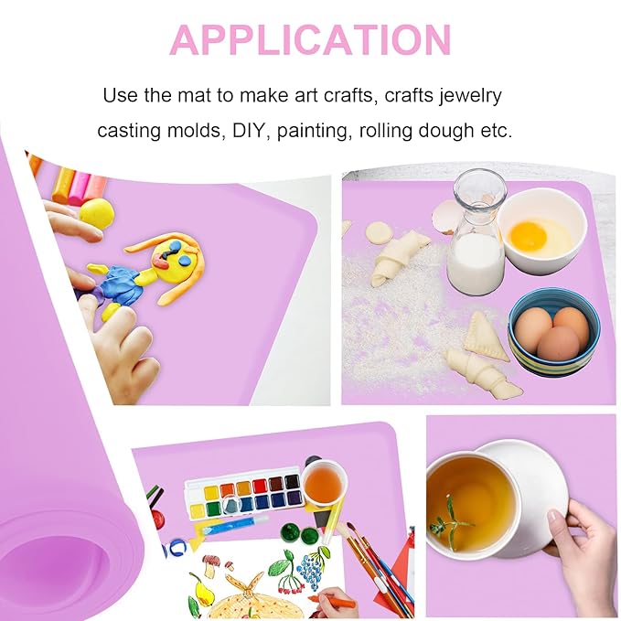 KVK Silicone Placemat for Toddles Kids Non-Slip Reusable Portable Baby Placemats for Restaurant Stain-Proof Children Food Mats Eating Table Mat 2 Pack (Mauve&Peach)