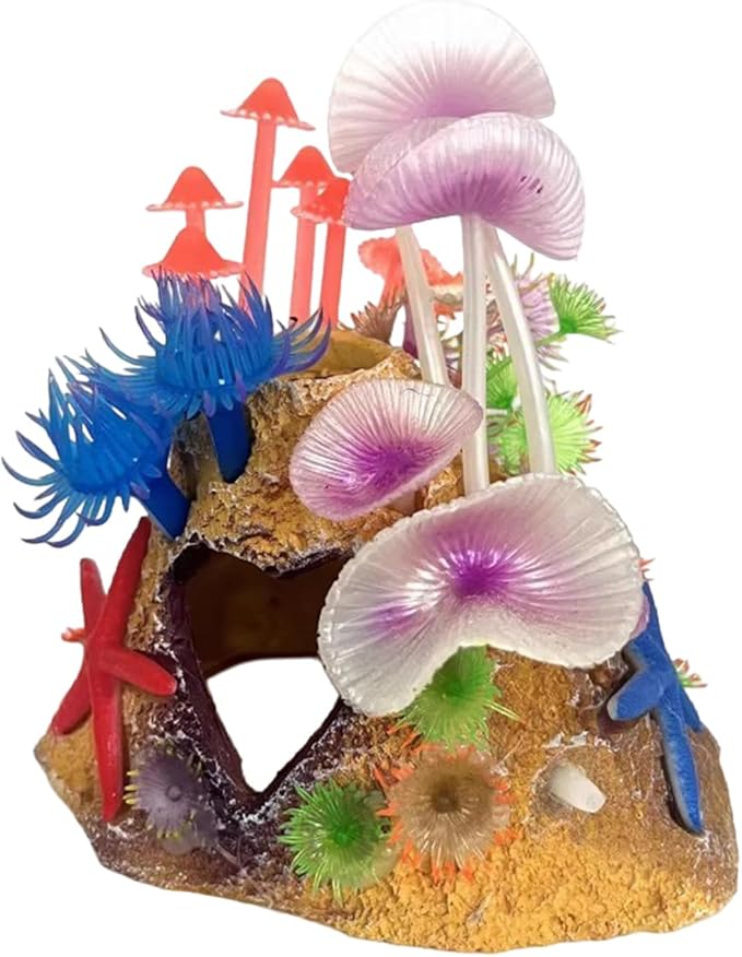Colourful Coral Cave Fish Tank Rock Decor - Resin Aquarium Plant Ornament for Betta Fish, Shrimp, and Goldfish Tanks (color1)