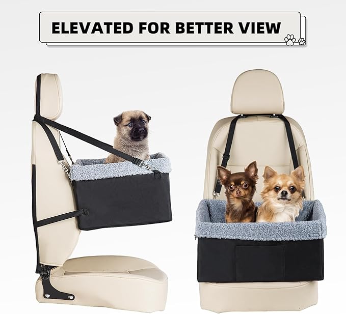 Dog Car Seats for Small Dogs, Upgrade Dog Booster Seat with Metal Frame Construction with Double-Layer Oxford, Perfect for Small Pets up to 20lbs