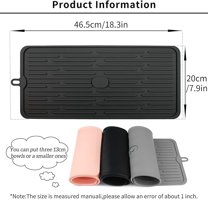Ptlom Pet Placemat for Dog and Cat, Mat for Prevent Food and Water Overflow, Suitable for Medium and Small Pet, Black, Silicone