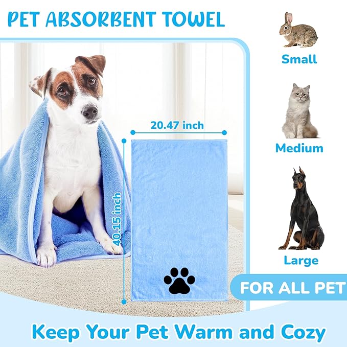 Dog Grooming Kit for Shedding – 8-Piece Pet Grooming Supplies with Deshedding Brush, Bath Gloves, Towels & Silicone Toothbrush | Ideal for Dogs, Cats, Small and Large Pets (Blue)