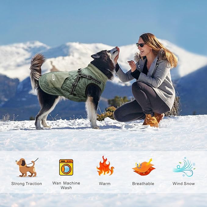 Mosucoirl Warm Dog Coats Pet Clothes, Waterproof Dogs Jacket Reflective Pet Outfits Winter Dog Cold Weather Coat Cozy Snow Jackets Vest for Small Medium Large Dogs Puppy Doggie