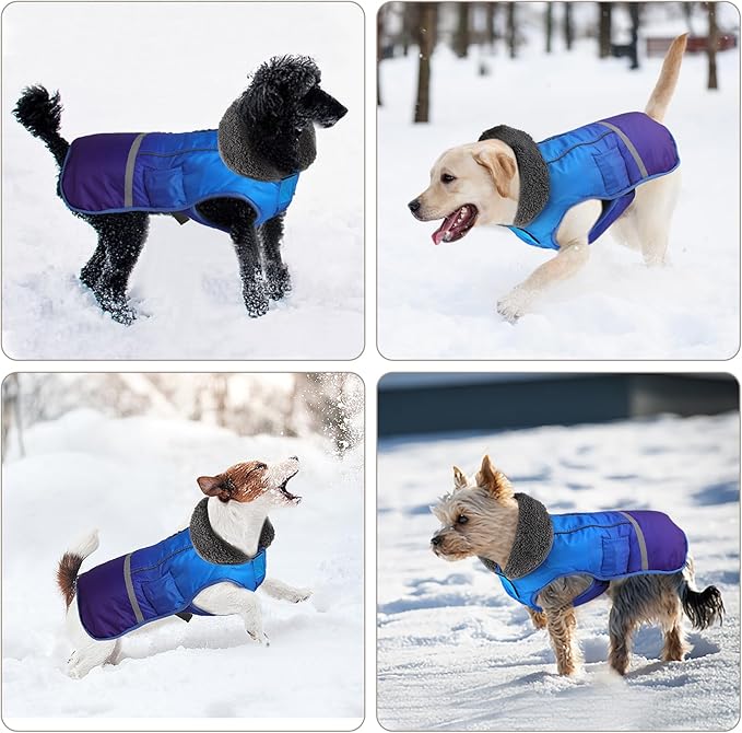 Doglay Dog Coat, Waterproof Dog Jacket Pet Winter Coat for Cold Weather with Thicken Furry Collar, Reflective Puppy Winter Jacket Warm Fleece Lining for Small Medium Large Pets