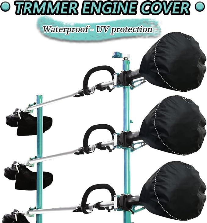 Waterproof trimmer cover and engine waterproof cover are suitable for trimming machine, lawn mower, electric saw, hedge and rod saw. 600D heavy Oxford cloth 12D x 15.6h inch(3pack) (Black-600D(3pack))