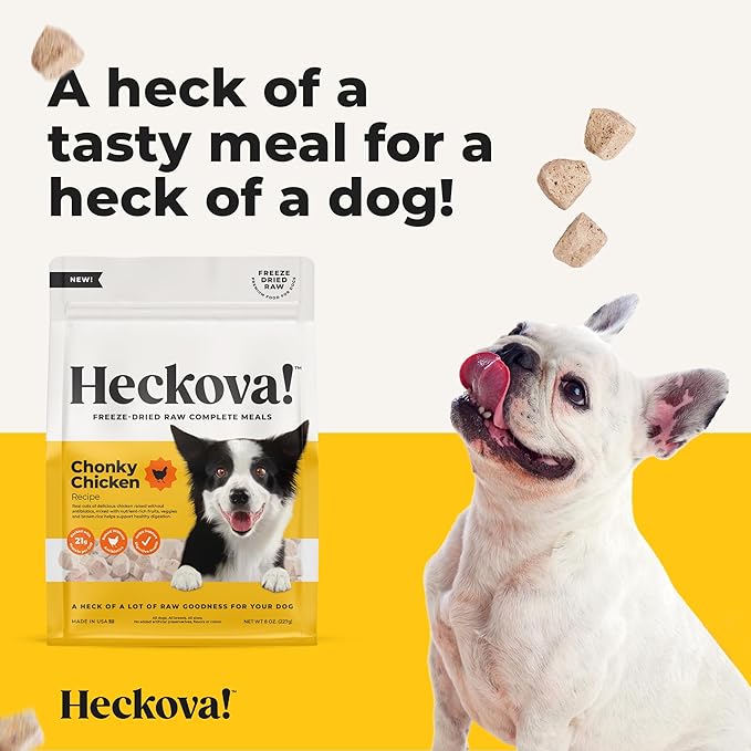 Chonky Chicken - Freeze Dried Raw Dog Food, Complete Meal, Real Cuts of Chicken for Training, Meal Topper, High Protein, 21g Per Cup, Made in The USA, 8oz Bag